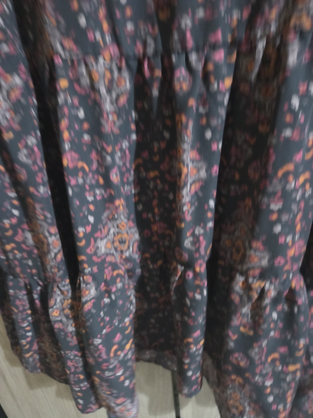 Maurices Black Tunic Top with Rust and Pink Floral Print - Picture 3 of 7